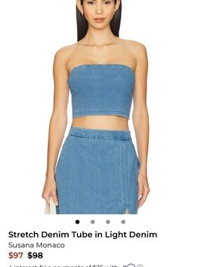 Susana Monaco Blue Denim Strapless Tube Top